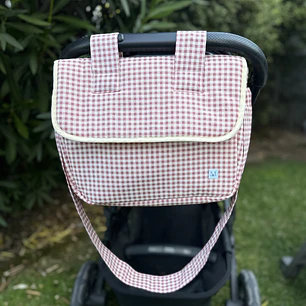 Pack Bolso de Coche Vichy Rosado + Mudador Portátil 