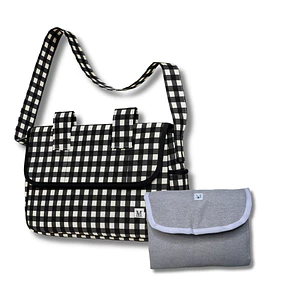 Pack Bolso de Coche Vichy Negro + Mudador Portiál 