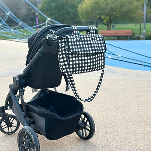 Pack Bolso de Coche Vichy Negro + Mudador Portiál 