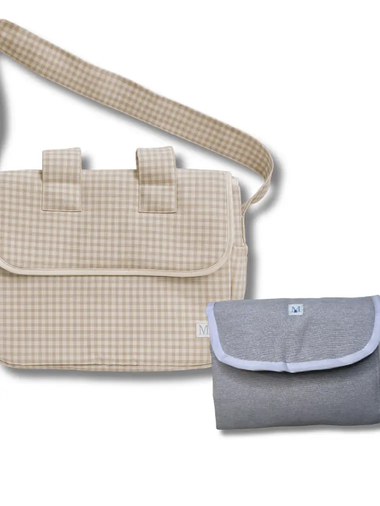 Pack Bolso de Coche Vichy Beige + Mudador Portátil 1