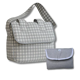 Pack Bolso de Coche Vichy Gris Cuadros Chicos + Mudador Portátil 