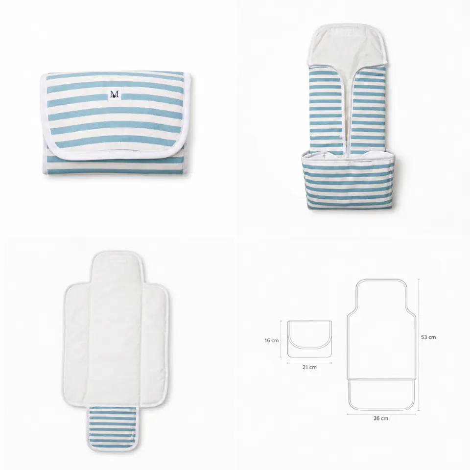 Mudador Portátil Líneas Celeste 2