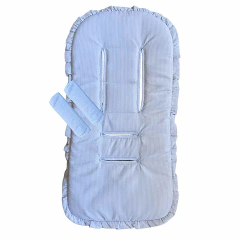 Protector Acolchado + Cubre Tirantes Líneas Celeste