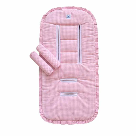Protector Acolchado + Cubre Tirantes Vichy Rosado