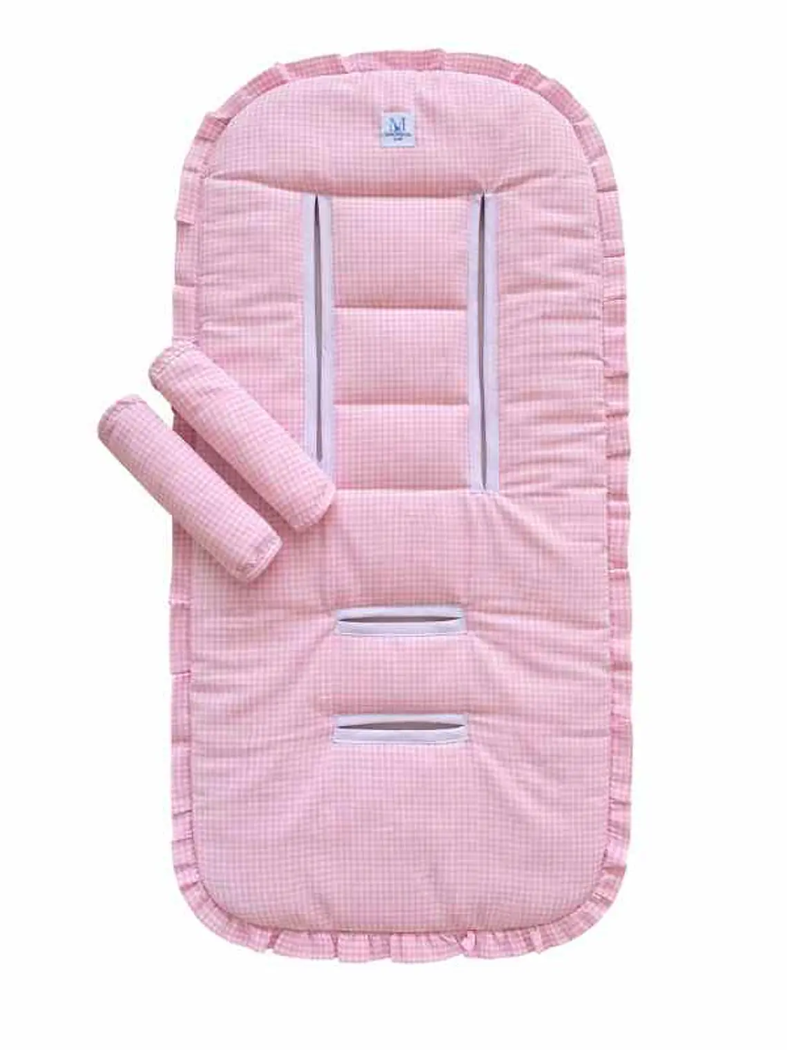 Protector Acolchado + Cubre Tirantes Vichy Rosado 1