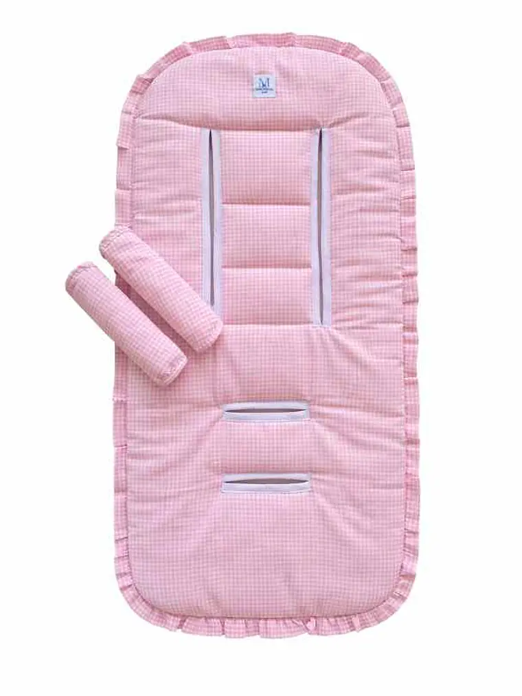 Protector Acolchado + Cubre Tirantes Vichy Rosado 1