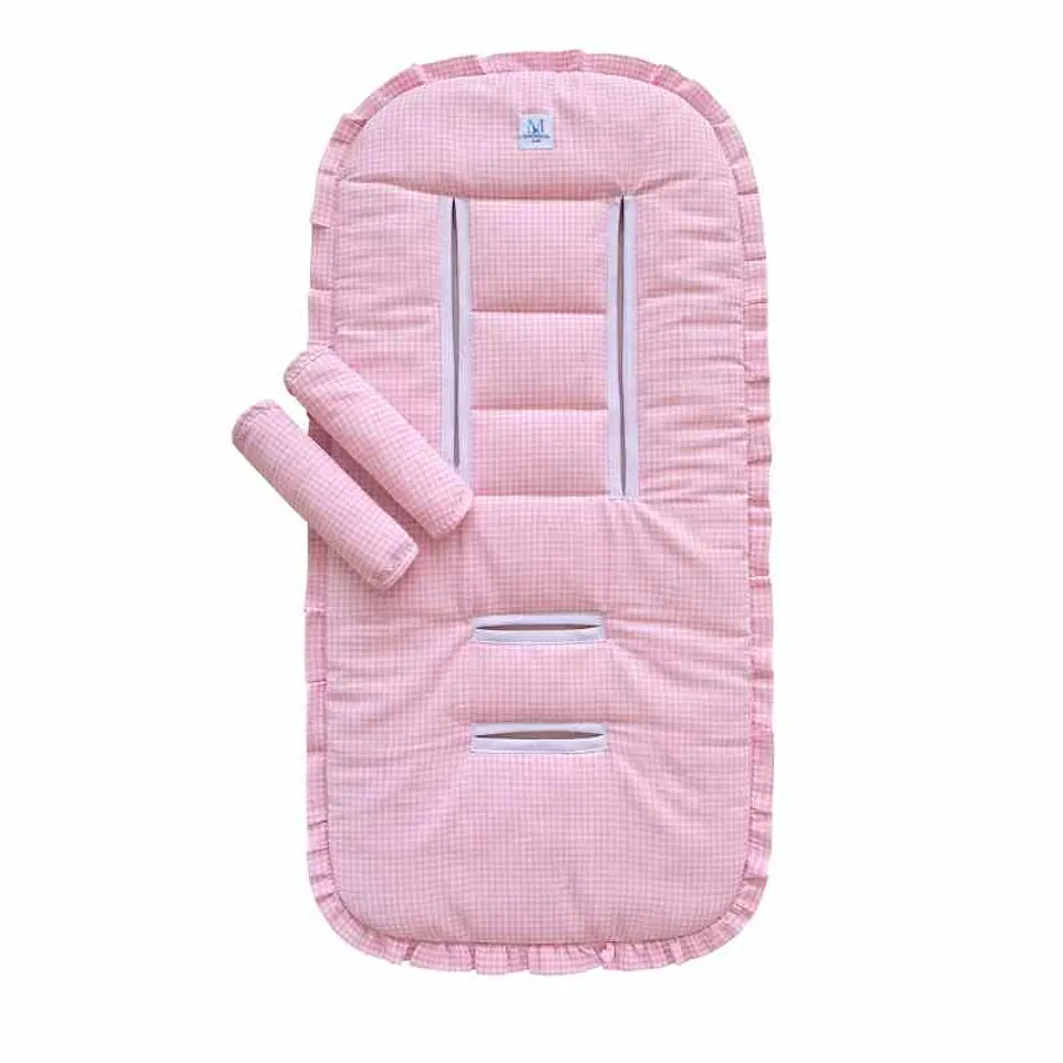 Protector Acolchado + Cubre Tirantes Vichy Rosado 1