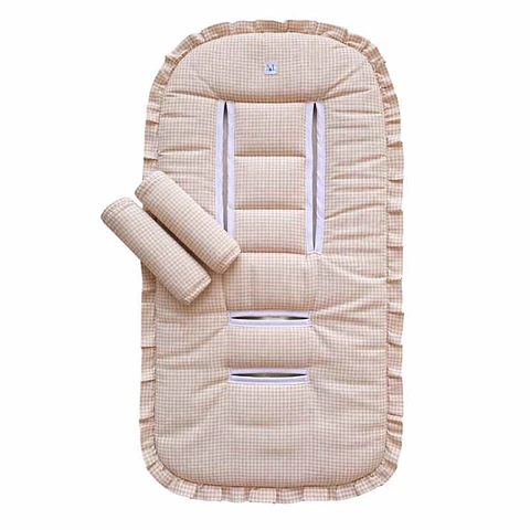 Protector Reversible Acolchado + Cubre Tirantes Vichy Beige