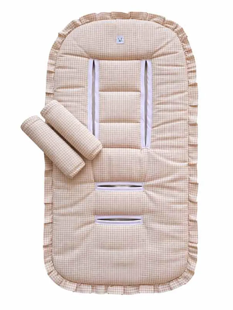 Protector Acolchado + Cubre Tirantes Vichy Beige 1