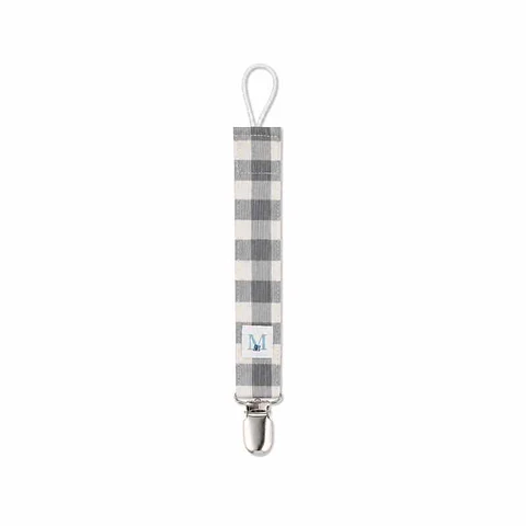 Porta Chupete Vichy Gris Cuadros Grandes Impermeable