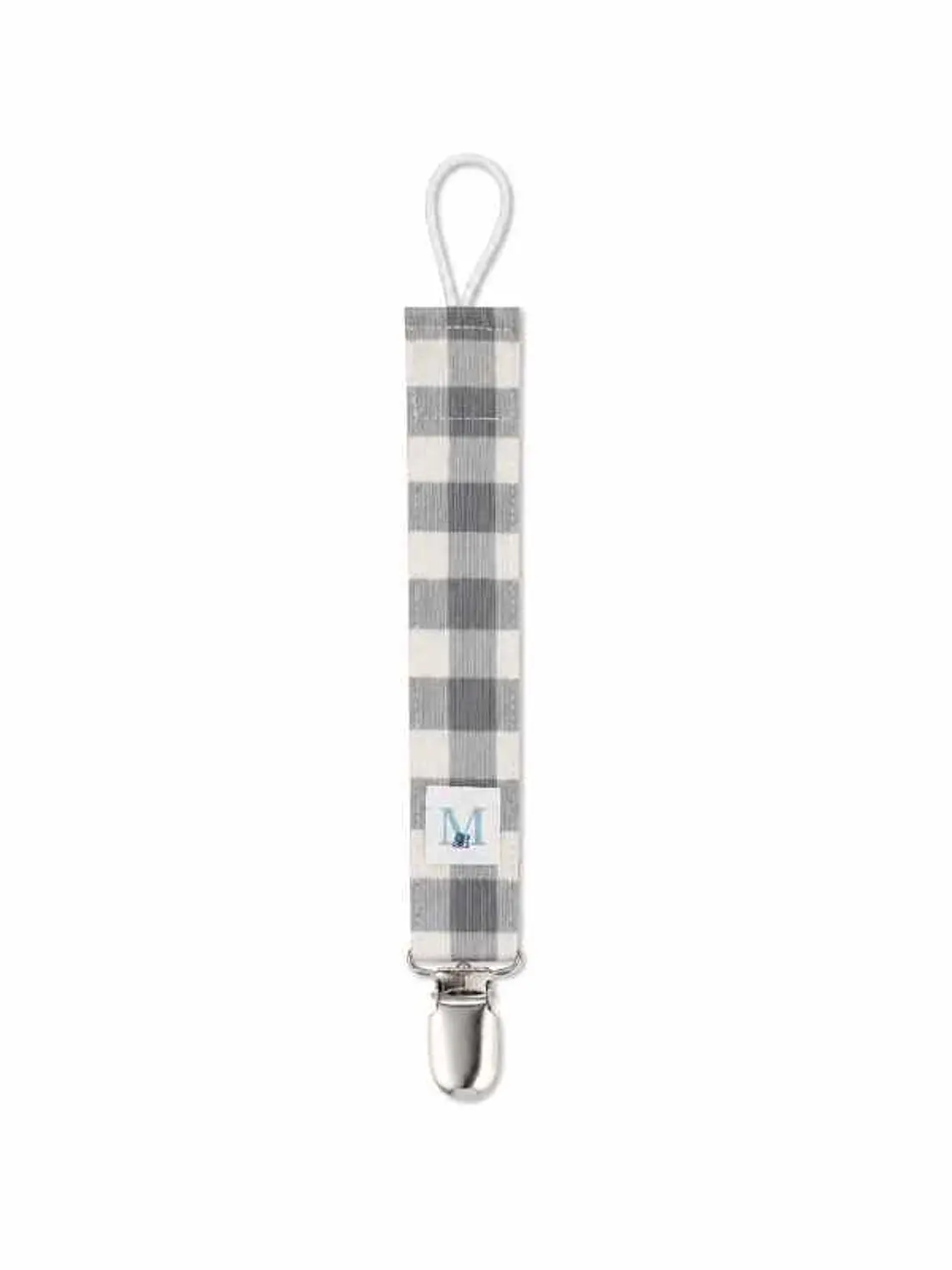 Porta Chupete Vichy Gris Cuadros Grandes Impermeable 1