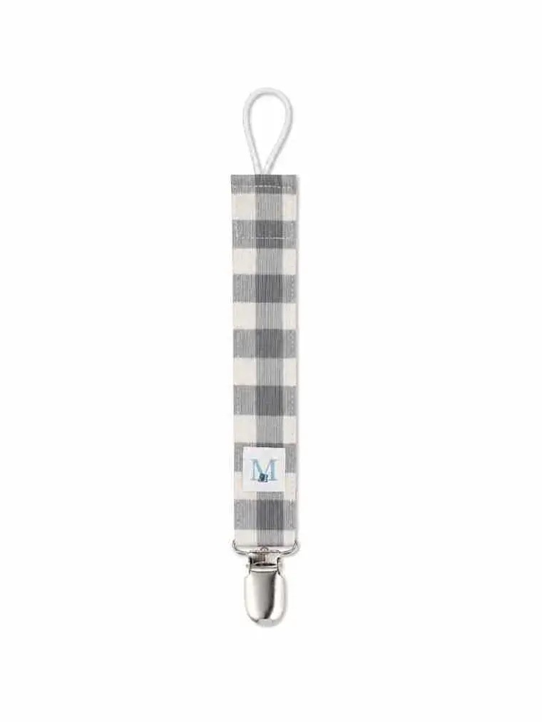 Porta Chupete Vichy Gris Cuadros Grandes Impermeable 1