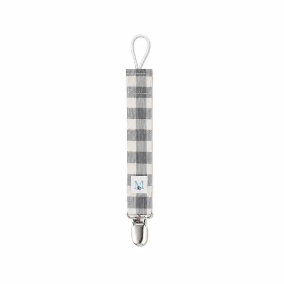 Porta Chupete Vichy Gris Cuadros Grandes Impermeable 1