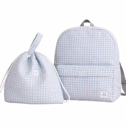 Pack Mochila Vichy Celeste + Bolsa Multiuso
