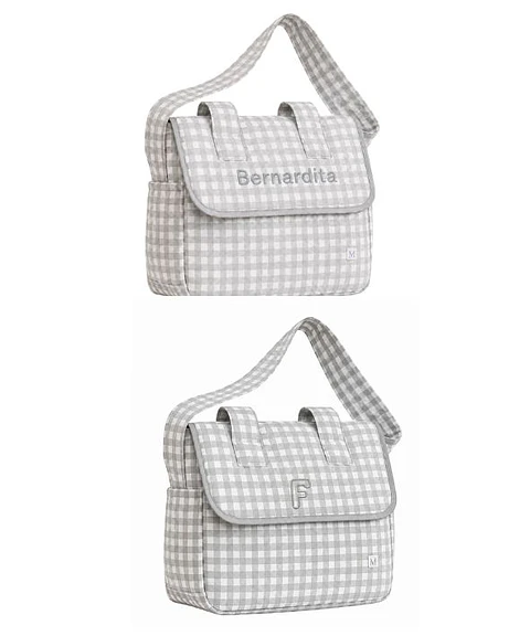 Bolso Coche Vichy Gris Cuadros Chicos
