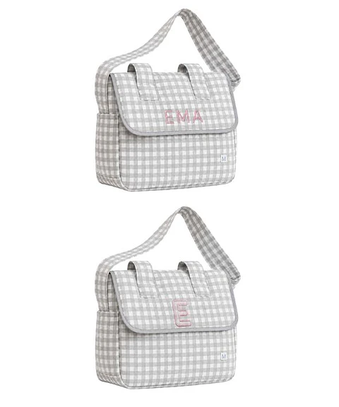 Bolso Coche Vichy Gris Cuadros Grandes