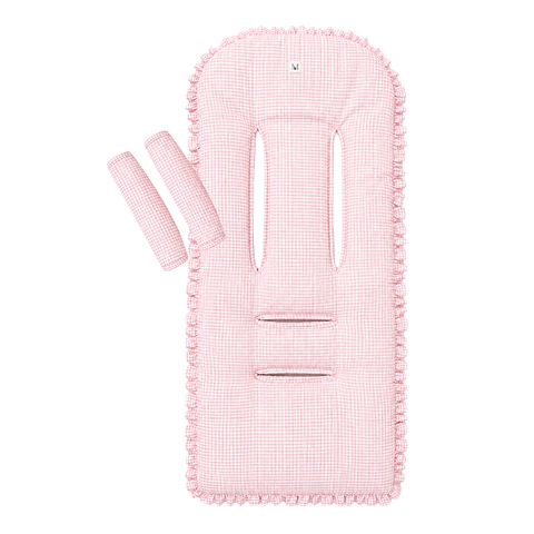 Protector Reversible Acolchado + Cubre Tirantes Vichy Rosado