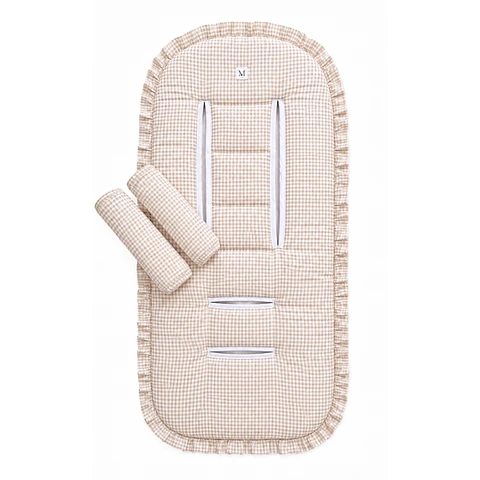 Protector Reversible Acolchado + Cubre Tirantes Vichy Beige