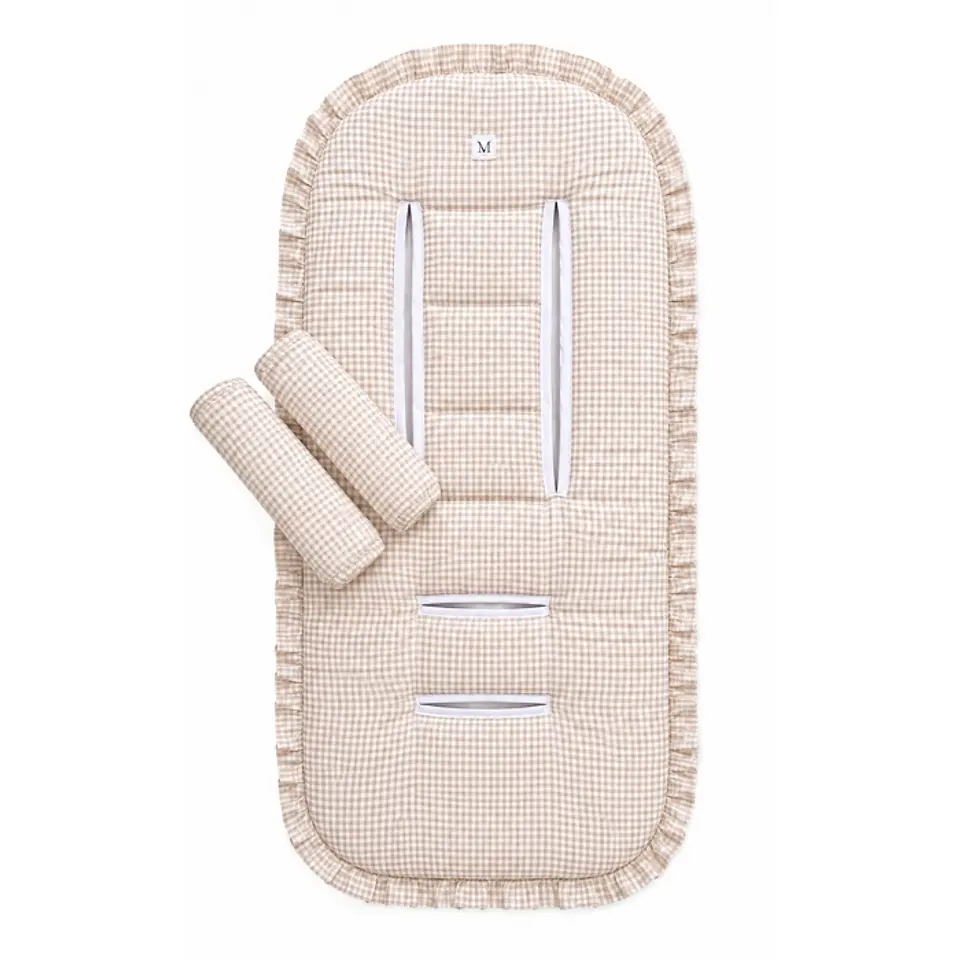 Protector Reversible Acolchado + Cubre Tirantes Vichy Beige 1
