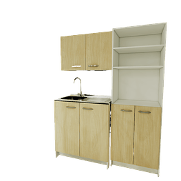 Conjunto Muebles Cocina | Kit Lavaplatos | Mural | Microondas | Roble Claro