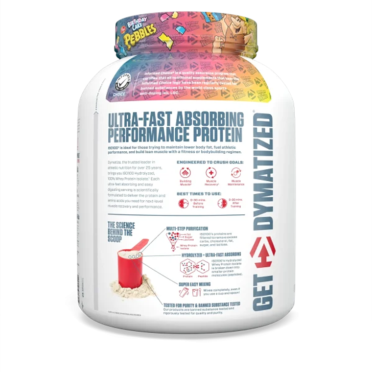 Dymatize Proteina ISO 100 5 Lb Birthday Cake Pebbles  3