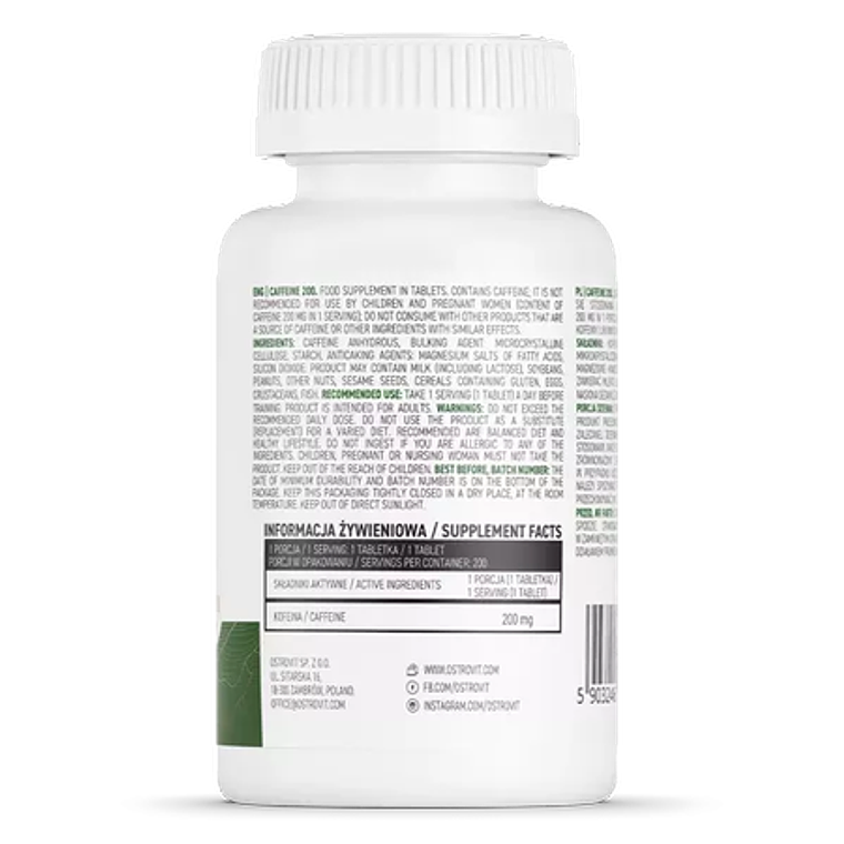 Ostrovit Pre Entreno Cafeina 200 Mg 200 Tabs  2