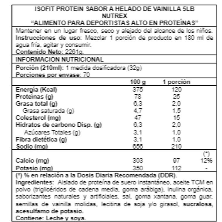 Isofit 5 lbs - Nutrex Vainilla Bean Ice Cream 2