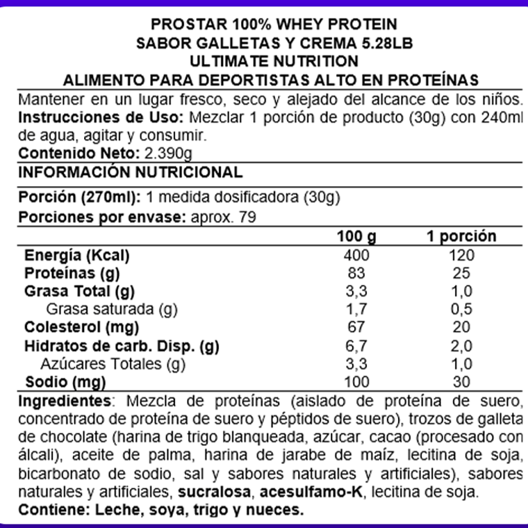 ProStar 100% Whey Protein 5 lbs - Ultimate Nutrition Cookies & Cream 2