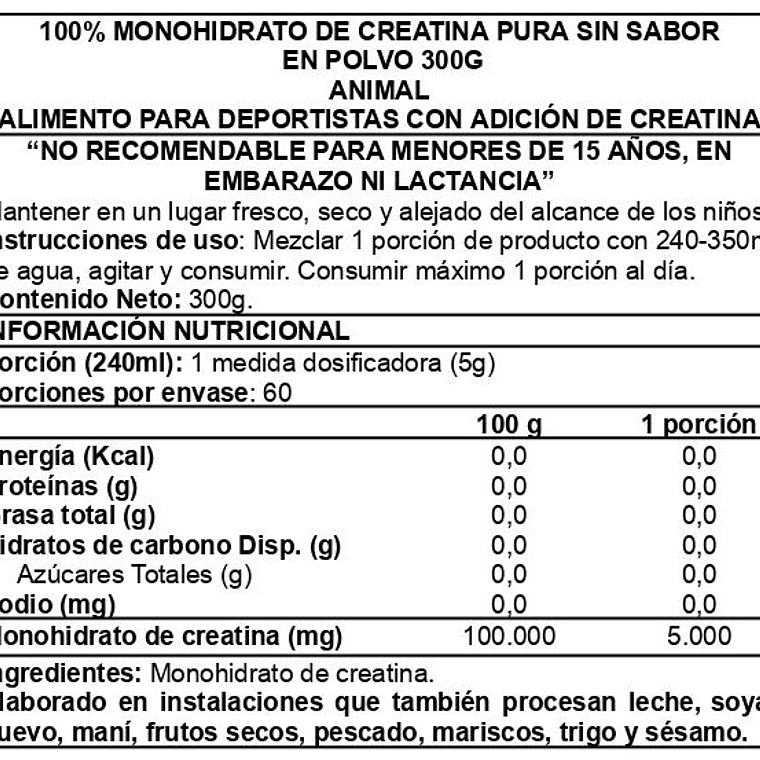 Animal Creatine Powder 300gr - Animal 2