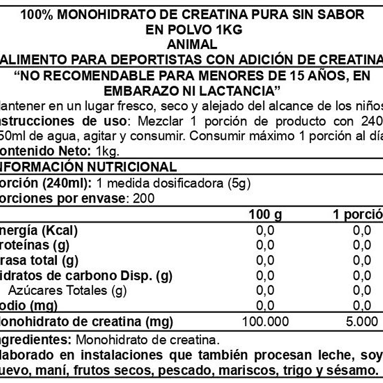 Animal Creatine Powder 1kg - Animal 2