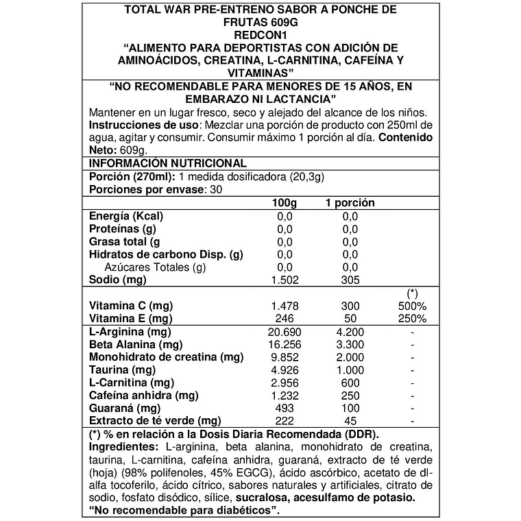 Total War Preworkout 600 gr - Redcon1 Fruit Punch 2