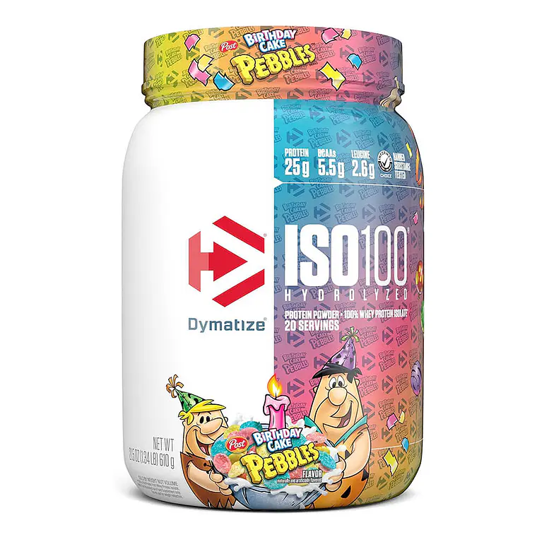 ISO 100 DYMATIZE 1.34 LB BIRTHDAT CAKE PEBBLES 1