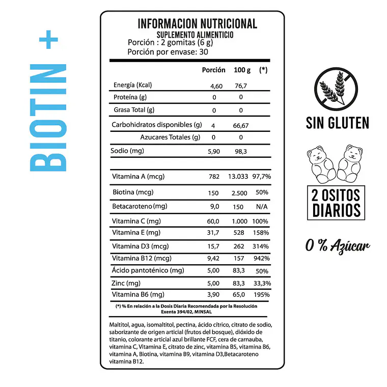 Biotina en Gomitas con Betacaroteno | Pelo, Piel y Uñas 2