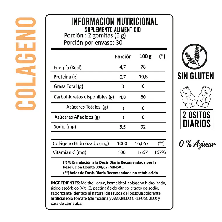 Colágeno Hidrolizado en Gomitas con Vitamina C | Sin Azúcar 2
