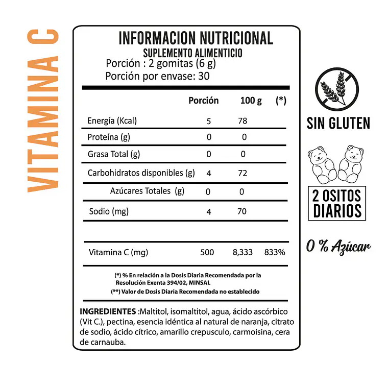 Vitamina C en Gomitas 500mg | Defensas y Piel Luminosa 2