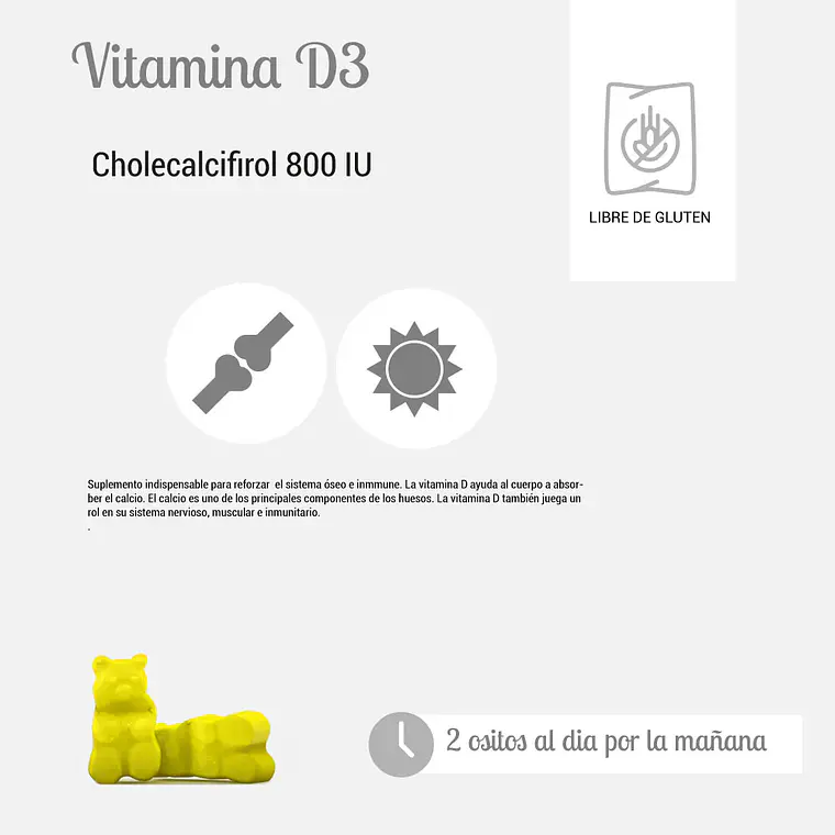 Vitamina D3 800 IU en Gomitas | Huesos, Defensas y Energía 2