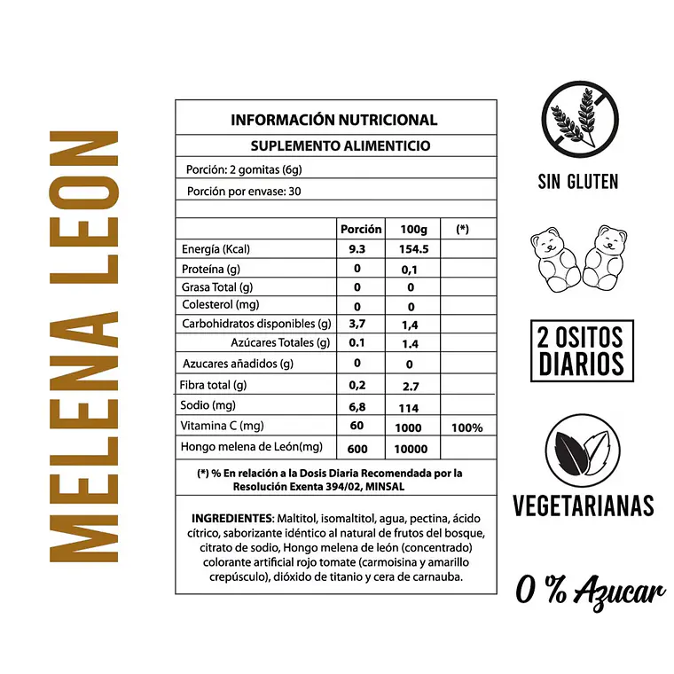 Melena León + vitamina C x 60 gomitas  2