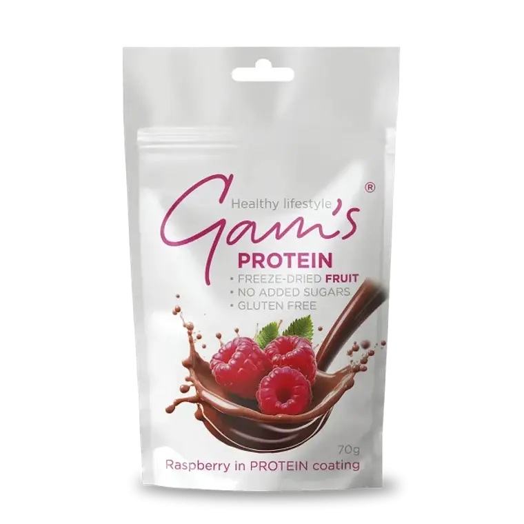 GAMS SNACK FRUTA PROTEICA 70 GR RASBERRY 1