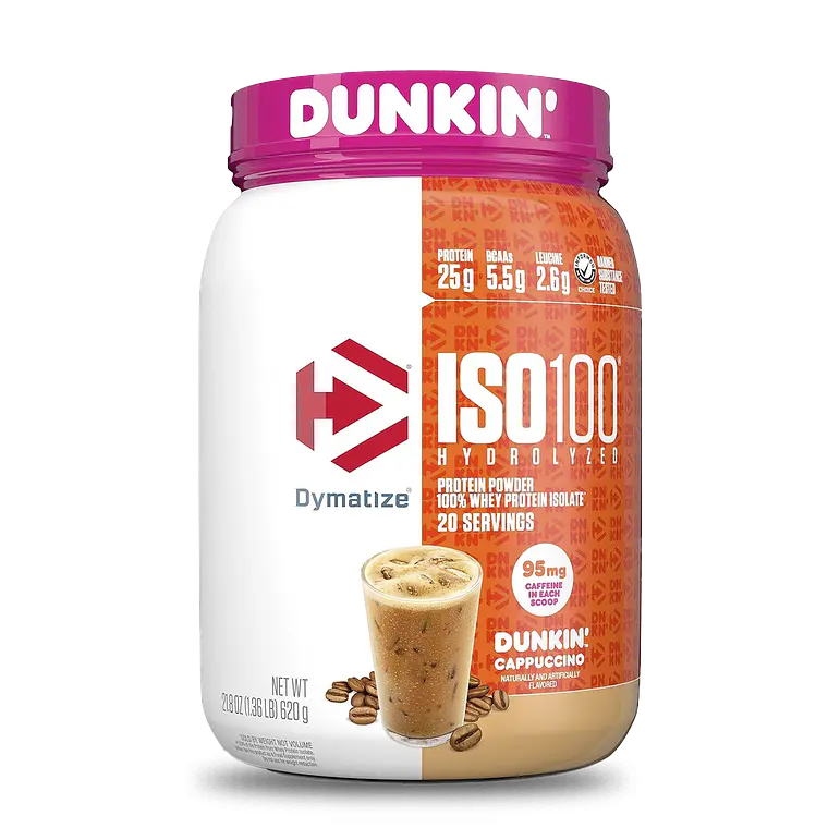 DYMATIZE PROTEINA ISO 100 1.4 LB DUNKIN CAPPUCCINO 95 MG CAFFEINE 1