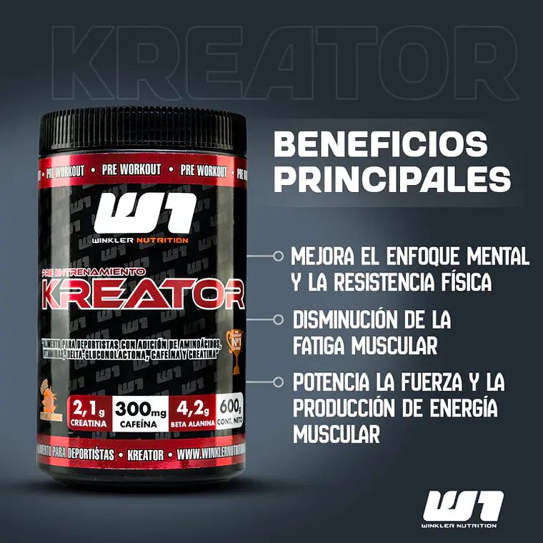 Pre Entreno Kreator 600 g – 30 servicios WINKLER 2