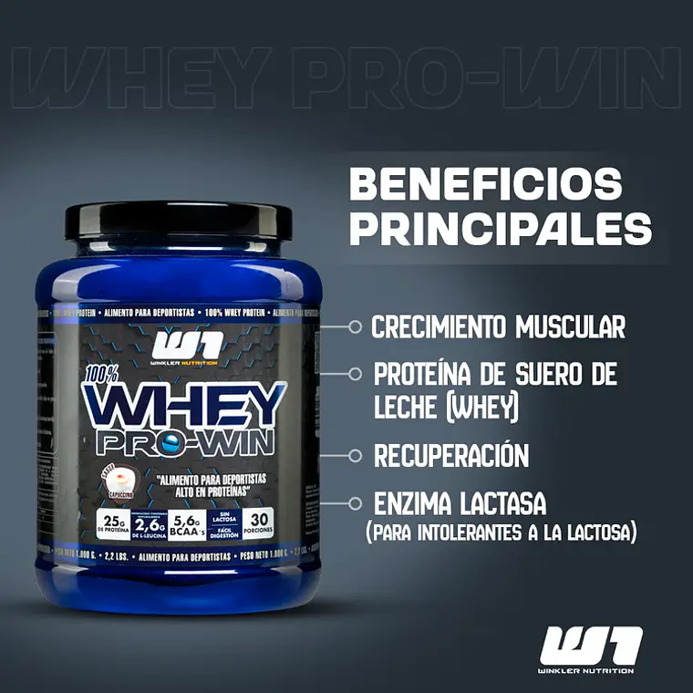 Whey Pro Win 1 kg - 30 Porciones CHOCOLATE SUIZO WINKLER 4