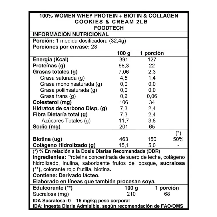 100% Women Whey 2lbs FRUTOS DEL BOSQUE - Foodtech 2