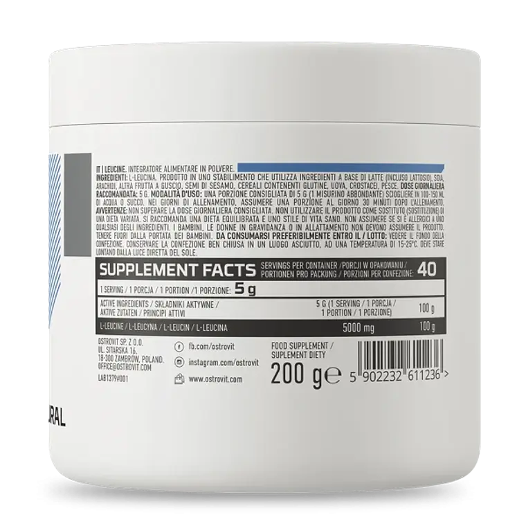 Amino Leucina 200 G Sin Sabor Ostrovit 2