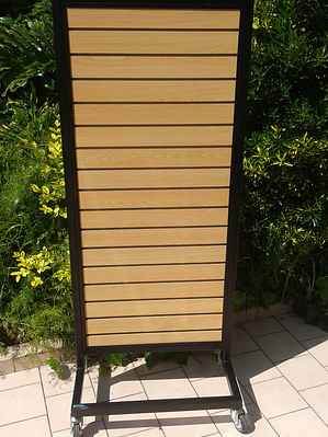 Mueble Exhibidor Panel Madera Natural