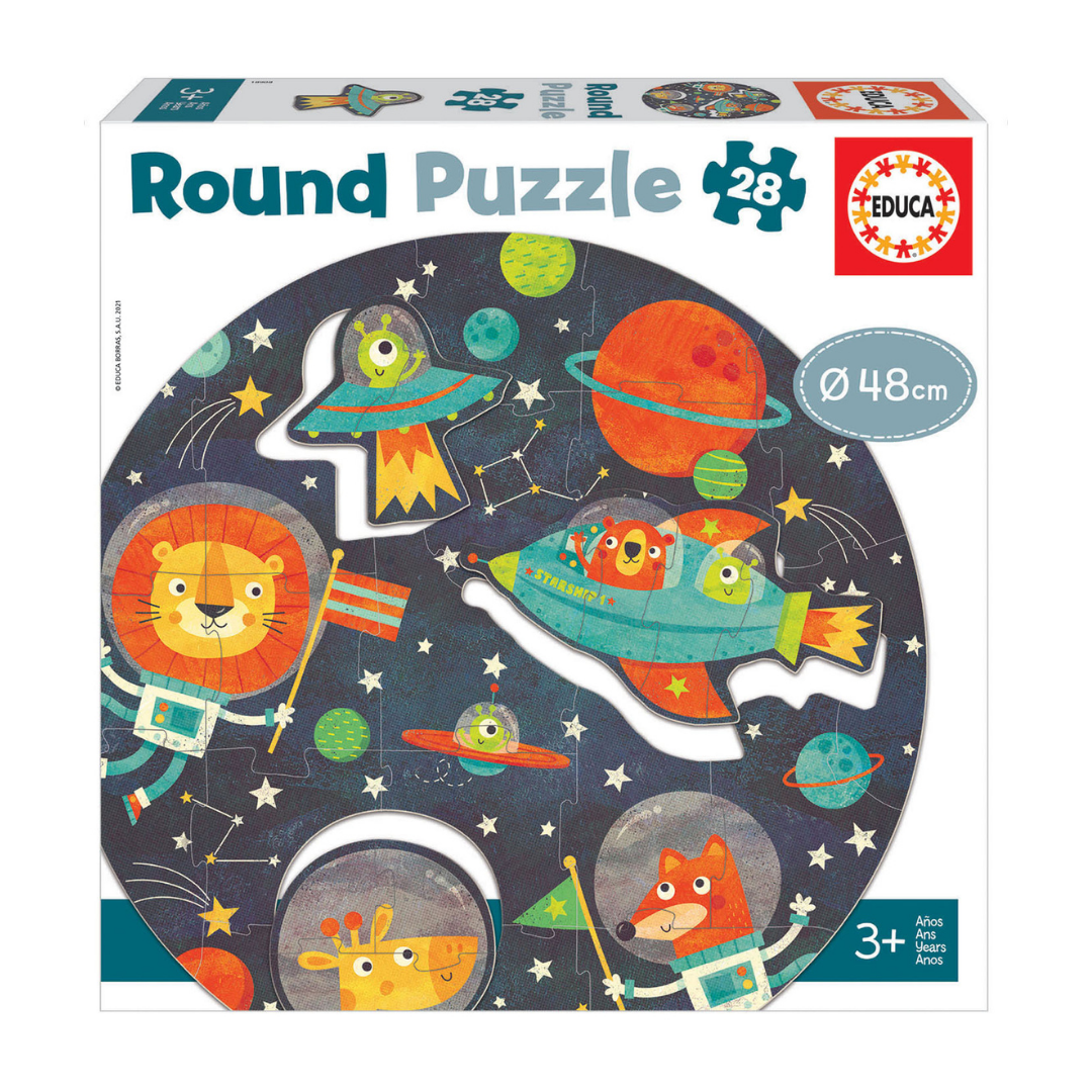 Puzzle Redondo Espacio y Animales (28 piezas)