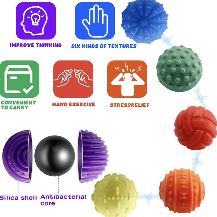 Set de pelotas sensoriales texturizadas-imantadas 3
