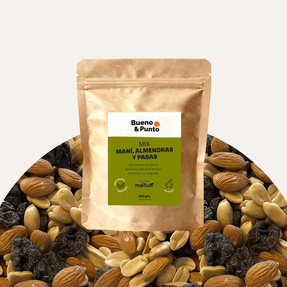 250 grs Mix Maní, Almendras y Pasas