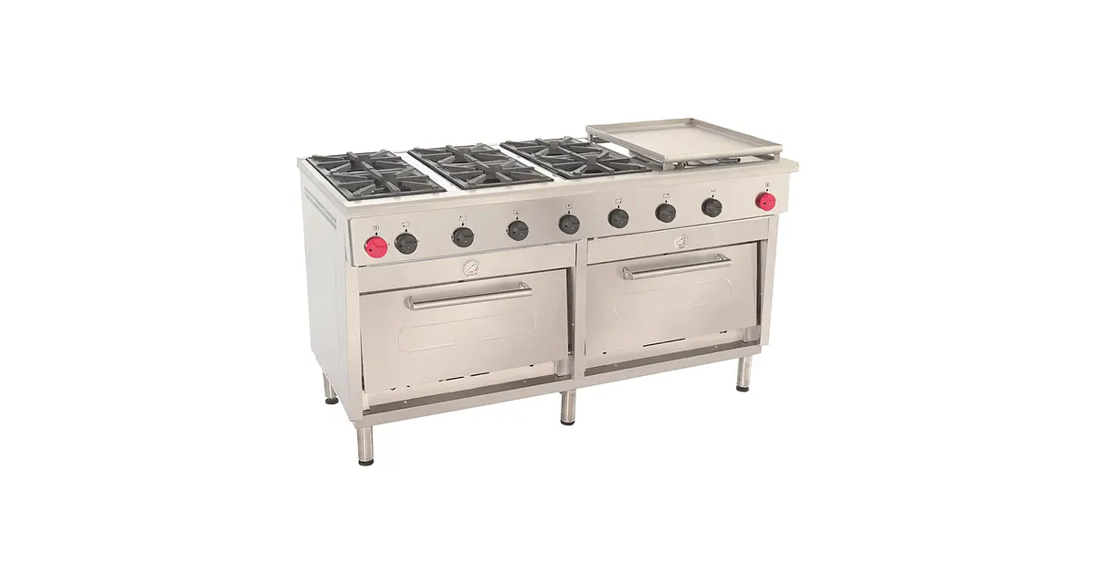 Cocina 6Pl. + 2 horno + Chq.Grande GLP - Retaildigital.cl