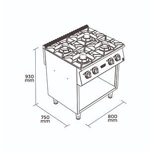 ANAFE 4 PLATOS C/ MUEBLE GLP