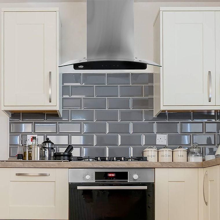 CAMPANA INOX + VIDRIO CURVO TOUCH 7